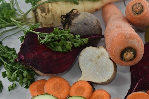 barbabietola rossa, carota, prezzemolo, ravanello, cibo, vegetale, insalata, pranzo, principale, verdure