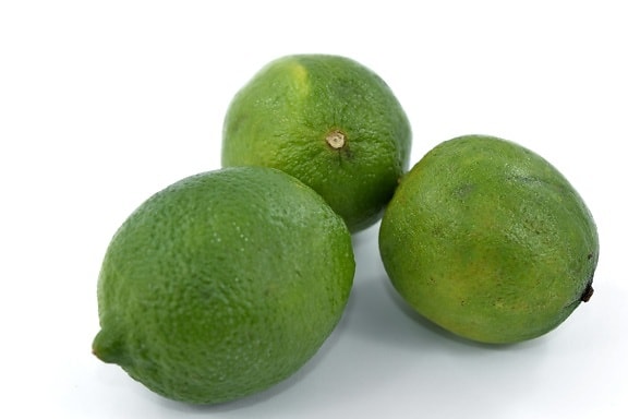 тъмно зелено, плодове, ключови вар, лимон, неузрели, цяло, витамин, пресни, здрави, цитрусови плодове