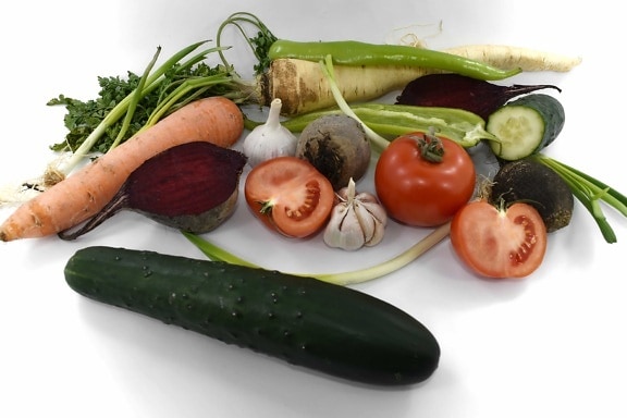 beetroot, cucumber, garlic, pepper, tomatoes, vegetable, diet, tomato, salad, vegetables