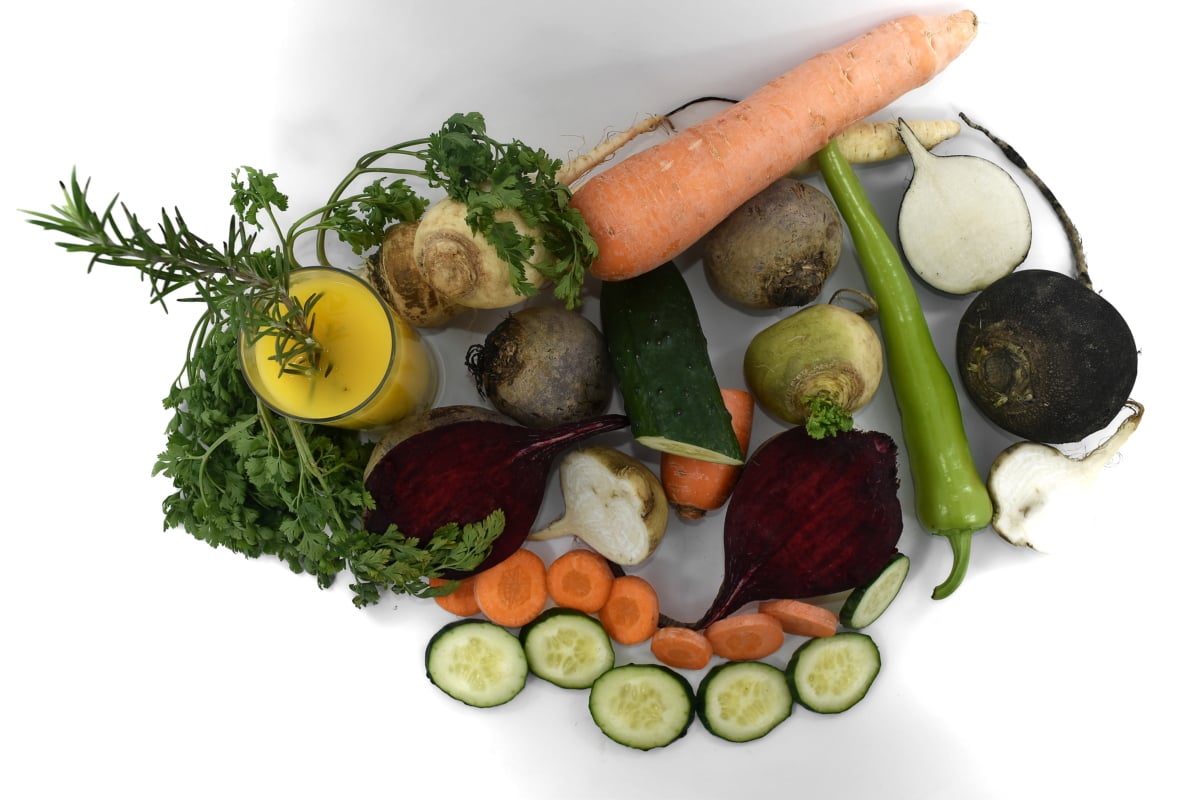 remolacha, zanahoria, pepino, jugo de, orgánica, perejil, alimentos, dieta, cena, vegetales