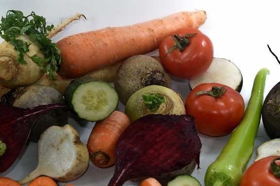 beetroot, celery, parsley, radish, tomatoes, turnip, tomato, pepper, vegetables, root
