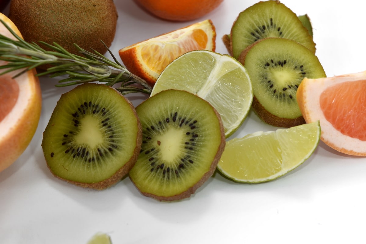 grapefrukt, Kiwi, skivor, tropisk, vitaminer, söt, mat, friska, skiva, kost