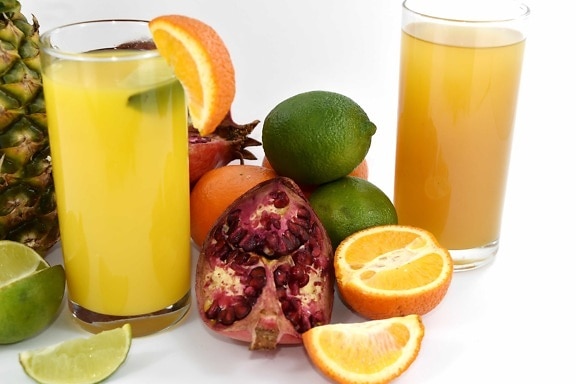 สารต้านอนุมูลอิสระ, เครื่องดื่ม, เครื่องดื่ม, สด, มะนาวที่สำคัญ, สีส้ม, เปลือกส้ม, สับปะรด, ทับทิม, เย็น