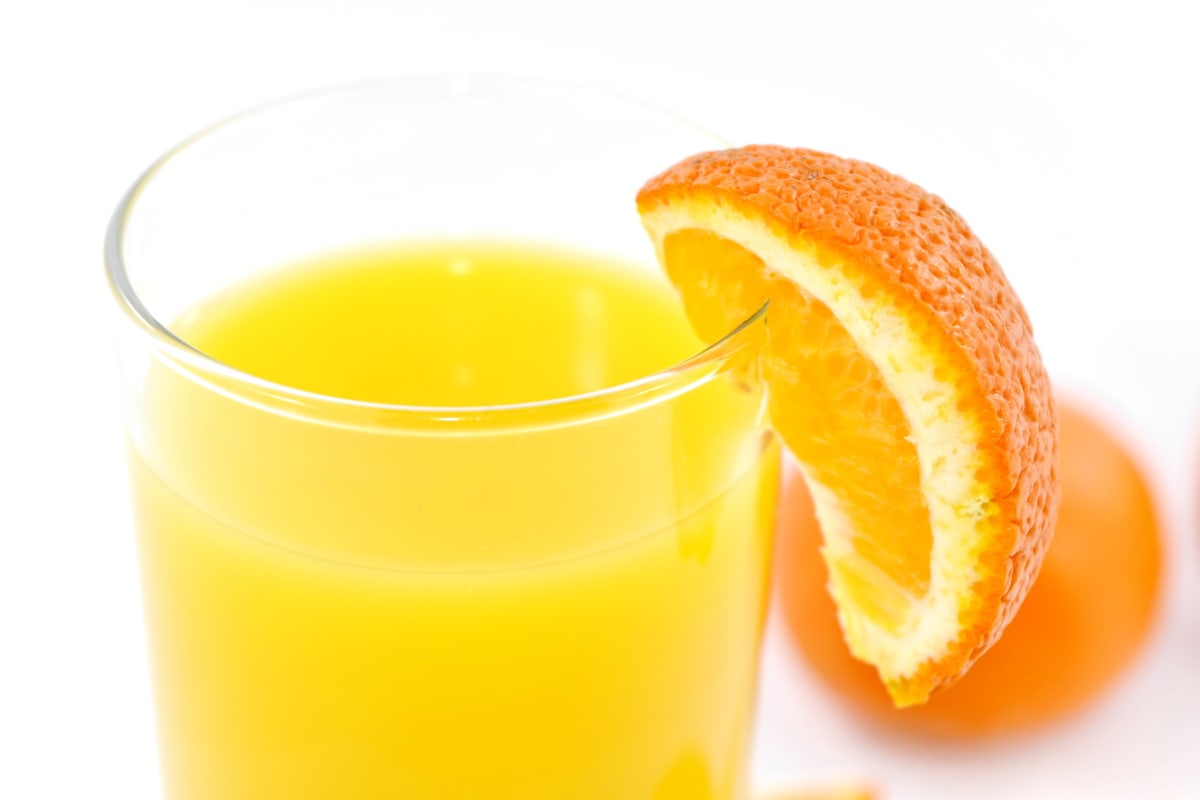 wazig, helder, drankje, vers, vruchtensap, mandarijn, segment, drank, gezonde, sap