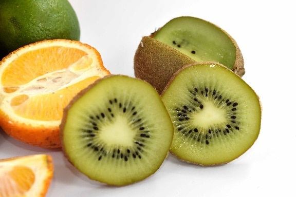 cross section, key lime, kiwi, mandarin, slices, fresh, fruit, diet, vitamin, healthy