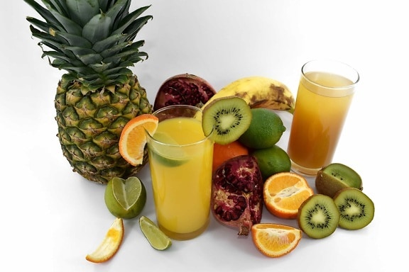 Banane, bitter, Zitrus, Obst, Frucht-cocktail, Schlüssel Kalk, Flüssigkeit, Orangen, Ananas, Granatapfel