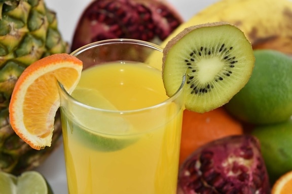 aromatic, beverage, cold water, drink, exotic, fresh water, fruit cocktail, kiwi, tropical, fruit