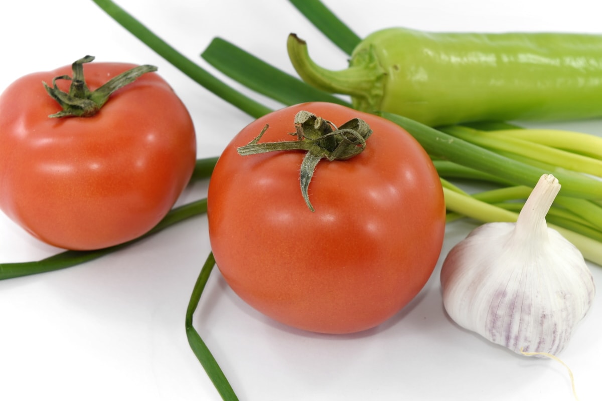 新鲜, 大蒜, 西红柿, 野葱, 农业, 明亮, 卡路里, 辣椒, 韭菜, 颜色
