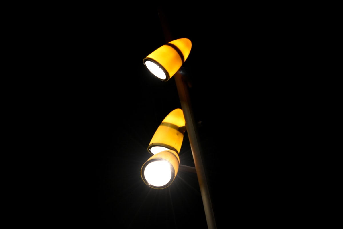 electricity, illumination, light, light bulb, nighttime, reflection, reflector, street, spotlight, lamp
