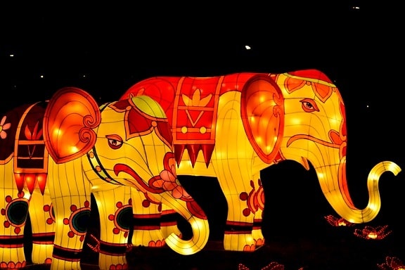 Asien, China, Kultur, Dekoration, Elefant, Erbe, Skulptur, Design, Spaß, Licht