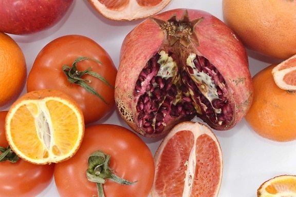 фрукти, Грейпфрут, мандарин, червоний, помідори, овочі, рослинні, виробляють, томатний, свіжі