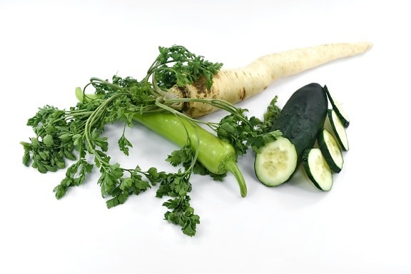 arôme, coupe transversale, concombre, feuilles vertes, persil, pimenter, légume, produire, salade, alimentaire