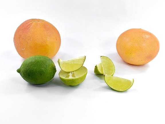 bitter, vers, grapefruit, sleutel limoen, citroen, rijp fruit, plakjes, geheel, vitamine, sap