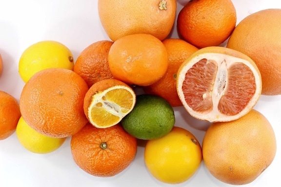 doorsnede, grapefruit, sleutel limoen, mandarijn, sinaasappelen, geheel, vitamine, gezonde, citrus, oranje