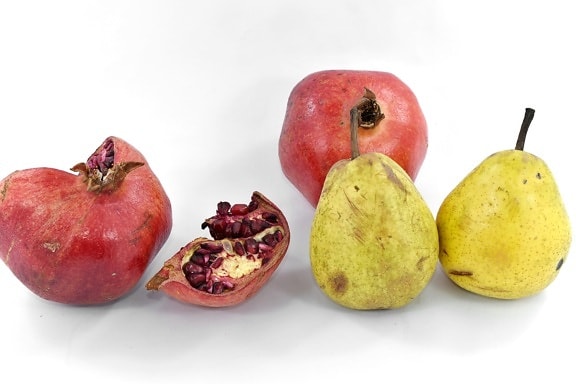 antioxidant, mineraler, ekologisk, päron, mogen frukt, granatäpple, söt, näringslära, färska, frukt