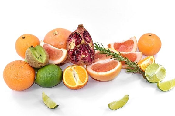 วิตามินซี, ส้ม, ผลไม้, มะนาวที่สำคัญ, กีวี, มะนาว, ส้ม, ทับทิม, วิตามินซี, วิตามิน