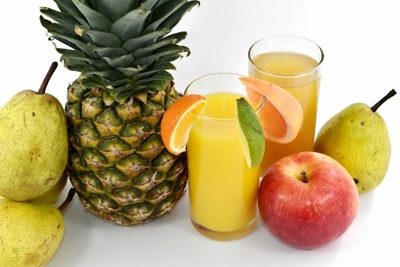 appel, ascorbinezuur, drank, vruchtensap, grapefruit, peren, ananas, siroop, vitamine C, vers