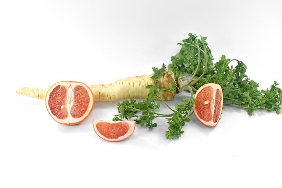 antioxidant, fruit, grapefruit, groceries, parsley, slices, vegetables, vitamin C, meal, diet