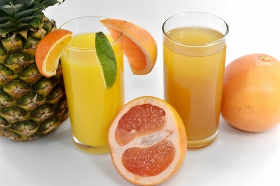 цитрусовые, напиток, экзотические, фруктовый коктейль, Грейпфрут, лайм, ананас, спелые плоды, тропический, витамин С