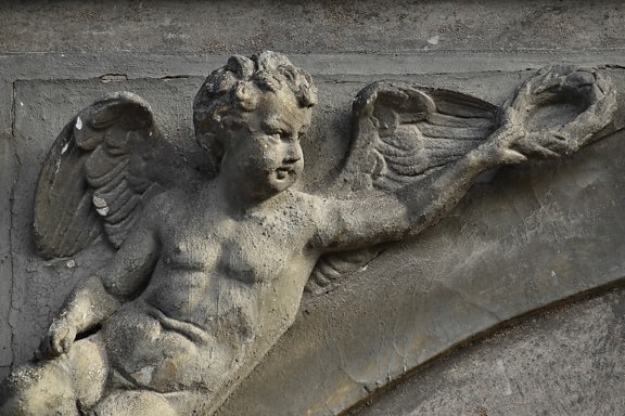 Angel, illustrationer, sort, Gargoyle, skulptur, vinger, statue, kunst, arkitektur, gamle