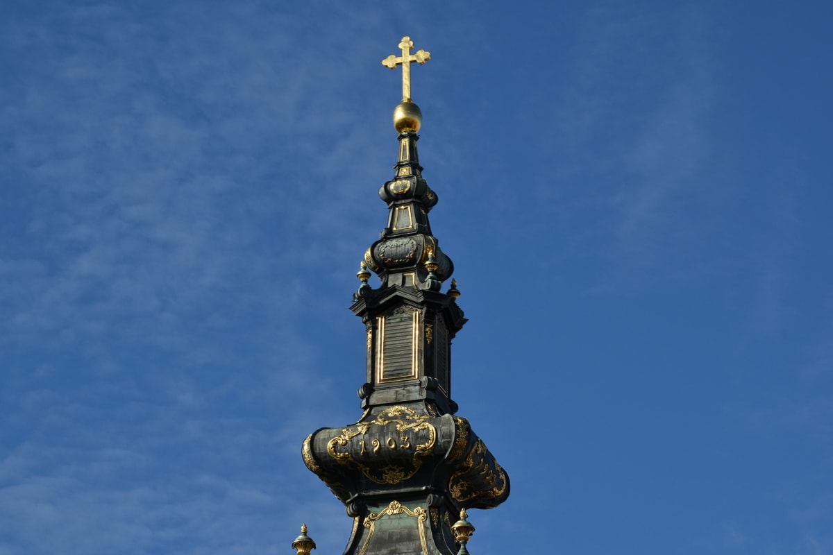 arte-final, barroco, Cristianismo, Torre da igreja, Cruz, ouro, feito à mão, arquitetura, religião, velho