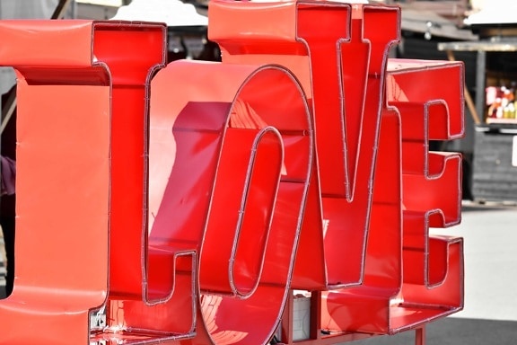 szerelem, üzenet, romantikus, szobrászat, szöveg, Valentin-nap, eszköz, műanyag, szabadban, acél