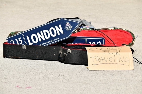 baggage, England, London, package, sign, travel, paper, retro, text, summer