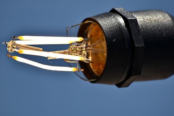 close-up, damage, danger, electricity, light bulb, wires, device, lamp, reflector, technology