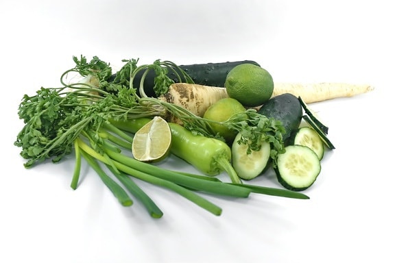 citrus, cucumber, dark green, food, minerals, parsley, ripe fruit, vegetables, vitamin C, vitamins