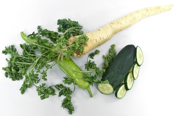 краставица, храна, зеленчуци, вегетариански, магданоз, салата, диета, билка, листа, съставки