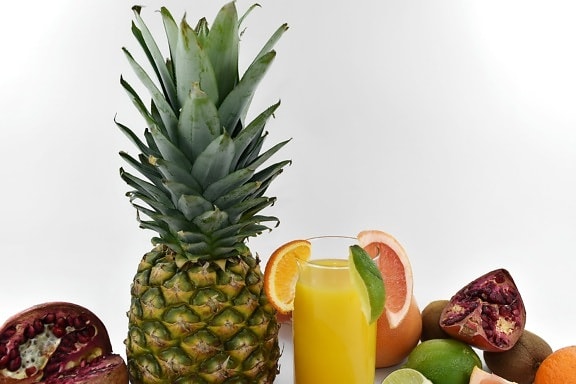Zitrus, Grapefruit, Limette, Ananas, Granatapfel, Reife Früchte, tropische, Produkte, Essen, Obst