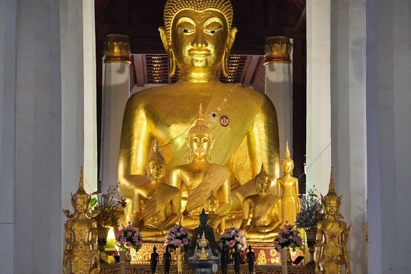 kunst, Boeddha, Boeddhisme, goud, gouden gloed, standbeeld, cultuur, religie, Tempel, beeldhouwkunst