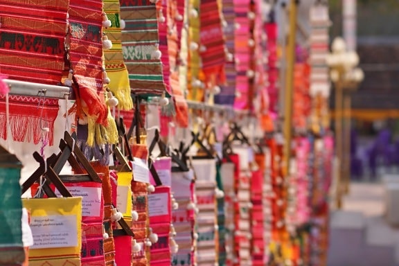 Bazar, coloré, Shopping, confiserie, stock, suspendu, à pied, magasin, vente, marchandise