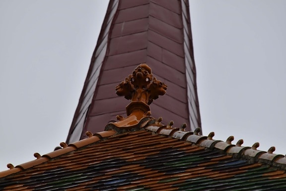 Keramik, Kirche, Kirchturm, Dekoration, Dach, auf dem Dach, Fliesen, Erstellen von, Fliese, Material