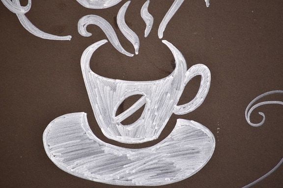 reklama, káva, hrnek na kávu, kresba, kreslení křídou, Marketing, podepsat, pohár, hrnek, čaj