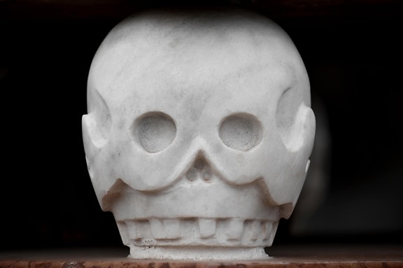 black and white, head, marble, scull, sculpture, skeleton, stone, face, art, skull