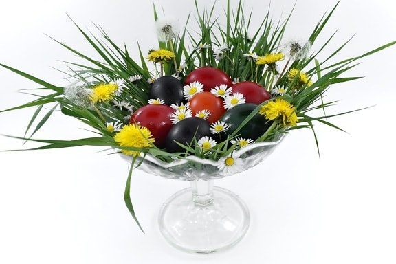 arrangement, christianity, colorful, dandelion, decoration, easter, egg, holiday, orthodox, red
