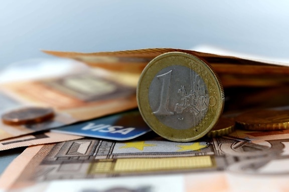 1 Euro, coin, economic growth, Europe, paper money, Europe union, income, paper money, savings, currency