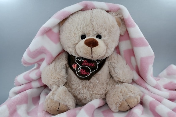 blanket, innocence, love, romance, teddy bear toy, yellowish brown, toy, cute, bear, funny