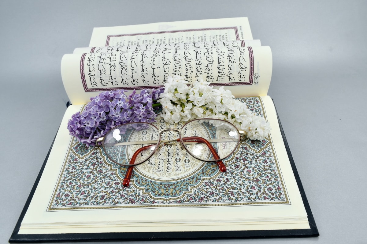 arabeska, arapski, knjiga, naočale, baština, povijest, religija, tekst, tradicija, mudrost