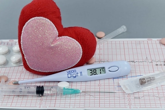 fever, heart, heart attack, heartbeat, sickness, temperature, thermometer, medicine, health, healthcare
