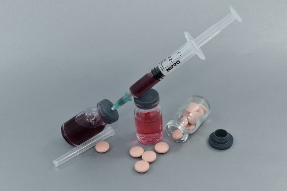 antikoagulerende, blod, blod analyse, piller, sprøyte, vitenskap, instrumentet, behandling, medisin, medisiner