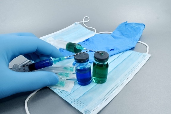 COVID-19, gloves, latex, SARS-CoV-2, syringe, vaccine, bottle, medicine, healthcare, treatment