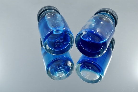 beautiful, biochemistry, blue, chemicals, chemistry, liquidity, glass, bottle, wet, plastic