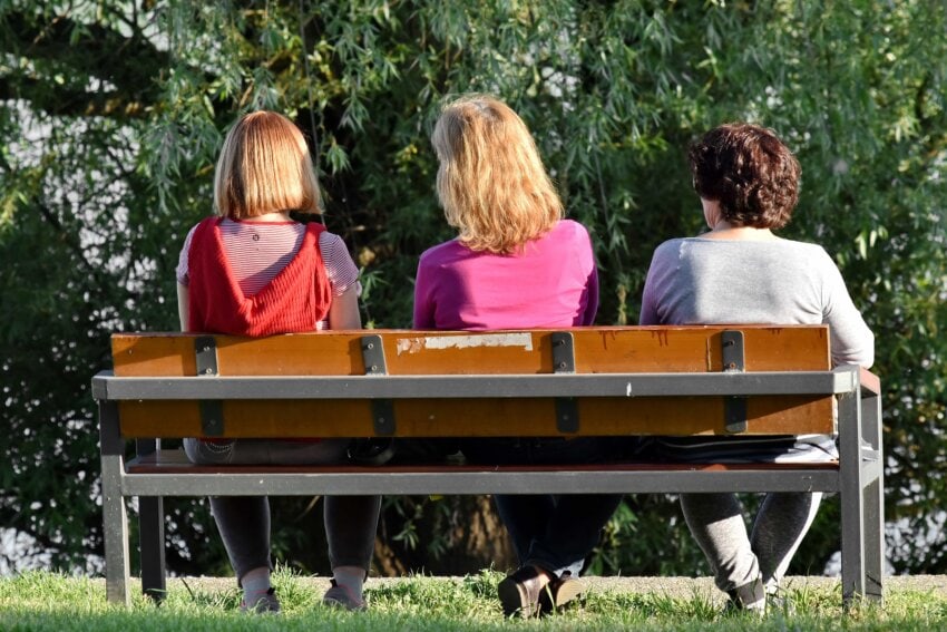 Free Picture Friends Friendship Relaxation Three Together Women Seat Park Bench People 