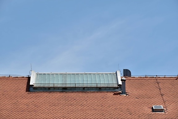 Schornstein, auf dem Dach, fenster, Bedachungen, Dach, Architektur, Reflektor, Gerät, Strom, Ökologie