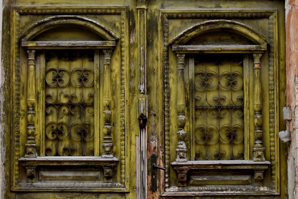 abandonat, tamplarie, dezintegrare, intrarea, fatada, uşa din faţă, poarta, Casa, vechi, uşă