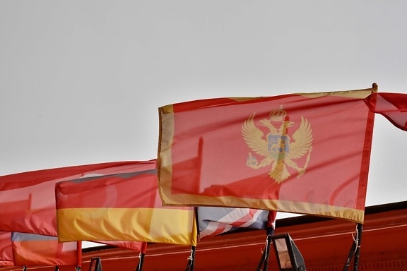Flagge, Montenegro, Land, Demokratische Republik, Emblem, Symbol, Wind, Patriotismus, traditionelle, Demokratie
