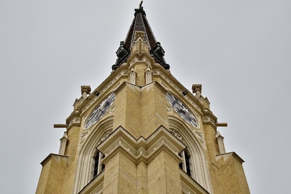 αρχιτεκτονικό ύφος, τούβλα, Καθεδρικός Ναός, καθολική, πύργος εκκλησιών, προοπτική, ψηλός, κιτρινωπό καφέ, πρόσοψη, κτίριο
