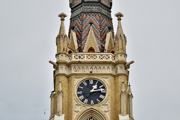 jam analog, batu bata, Katedral, Katolik, menara gereja, budaya, tengara, jam, Menara, arloji